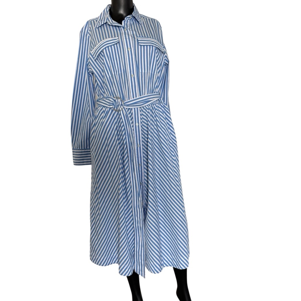 Chic Blue Striped Long Sleeve Dress